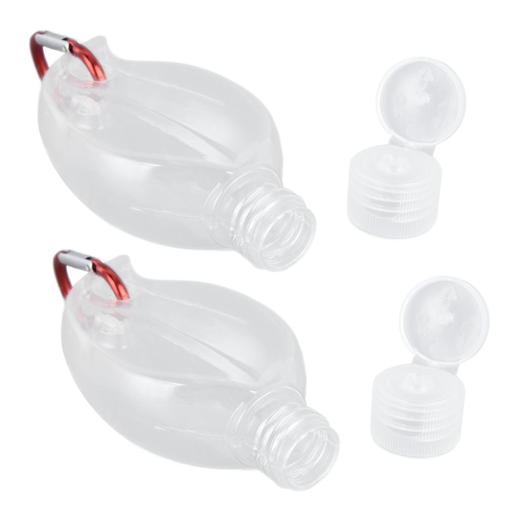 2er Set 50ml Reiseflasche mit Schlüsselanhänger Klappdeckel Plastikflasche für Flüssigkeiten Nachfüllbar Auslaufsicher