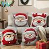 Christmas Digital Print Pillow Cover Snowman and Reindeer Design Sofa Cushion for Home Office and Living Room Festive Decoration