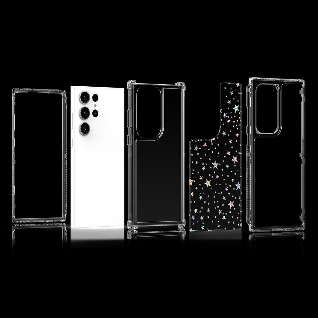 For Samsung Galaxy S23 Ultra Case Clear Acrylic TPU Hybrid Phone Cover with Laser-printed Film