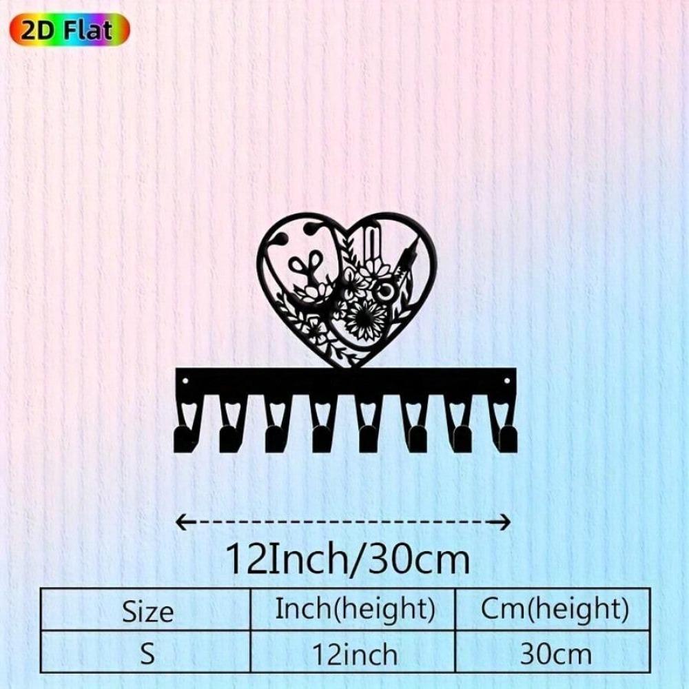 

Vintage Floral Heart Shaped 8-Pack Iron Hooks Wall Decor for Hallway Bedroom 22x30