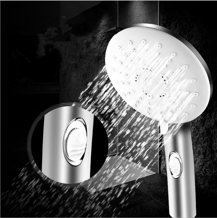 Modern ABS Chrome Bathroom Water Pressurized Spa Handheld Shower Head with Pause Switch Wall Mounting 3-Year Warranty