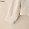 ZANZEA Women Casual Round Neck Solid Color Long Sleeve Blouse