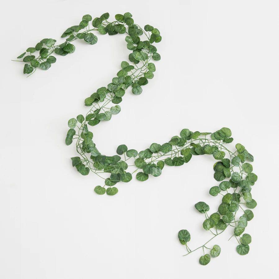 210Cm Green Silk Artificial Hanging Christmas Garland Plants Vine Leaves Diy Home table Wedding Party Bathroom Garden Decoration
