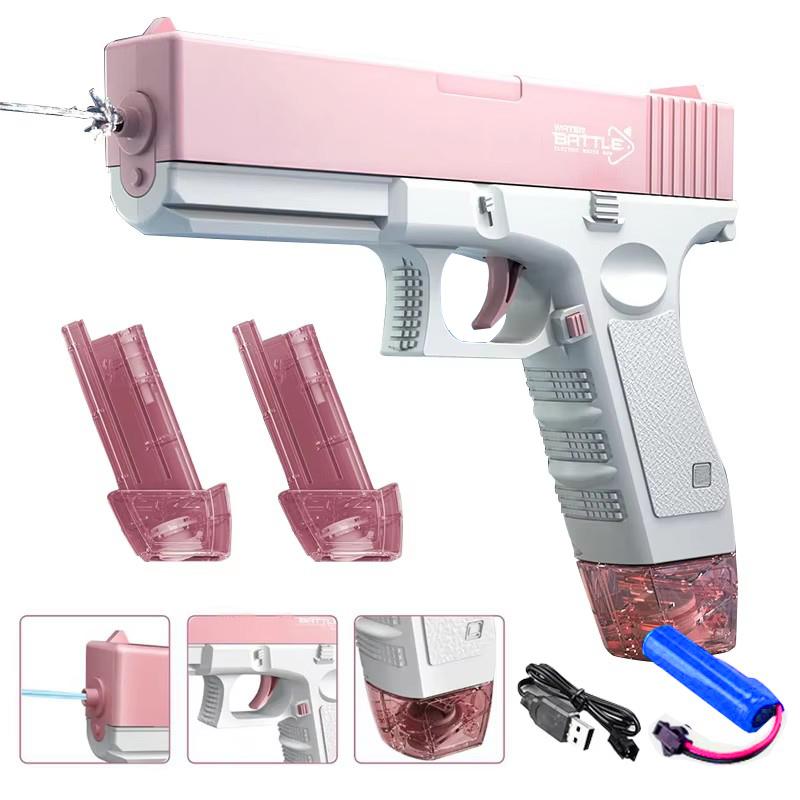 Pistola ad Acqua Elettrica Giocattolo Ricaricabile Blaster ad Acqua a Lunga Gittata Per Battaglie in Spiaggia, Piscina, Giardino Adulti Bambini Giocattolo Estivo Compleanno