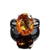 Silver inlaid luxury yellow zircon women's ring elegant fashion versatile ring jewelry