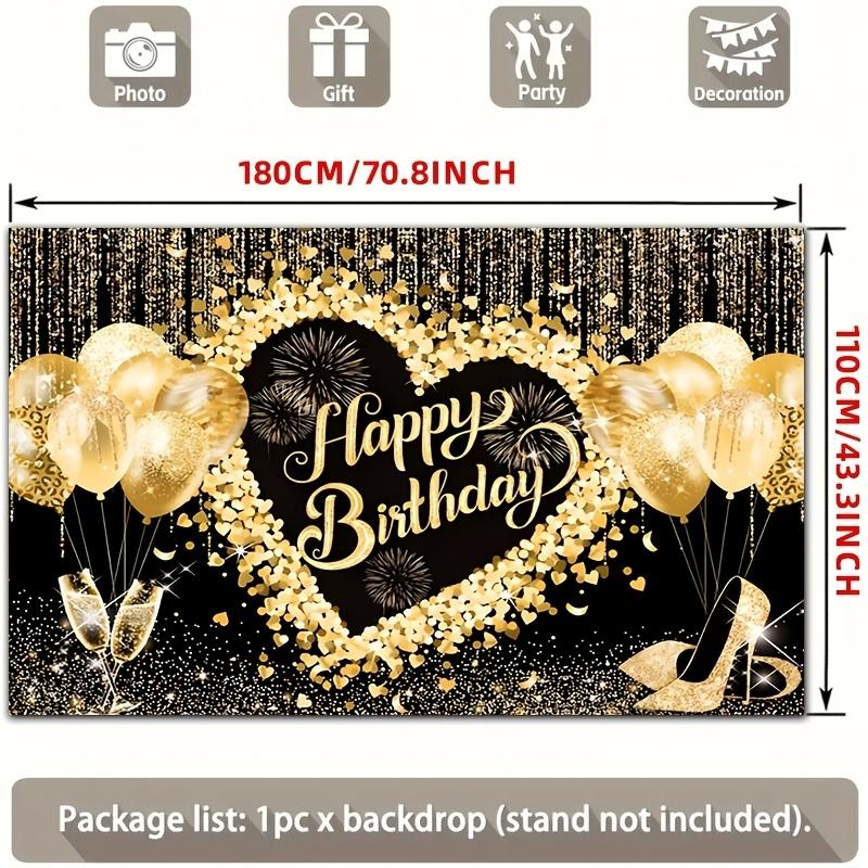 1pc, 2D flat, birthday gold heart-shaped polyester backdrop, a perfect party decoration for home or room birthdays. wsj