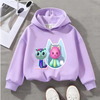 Kapuzenpullover Sweatshirts Mädchen Niedlicher Cartoon-Print Kinder-Sweatshirt Bequemer Lässiger Kapuzenpullover Modisches Oberteil