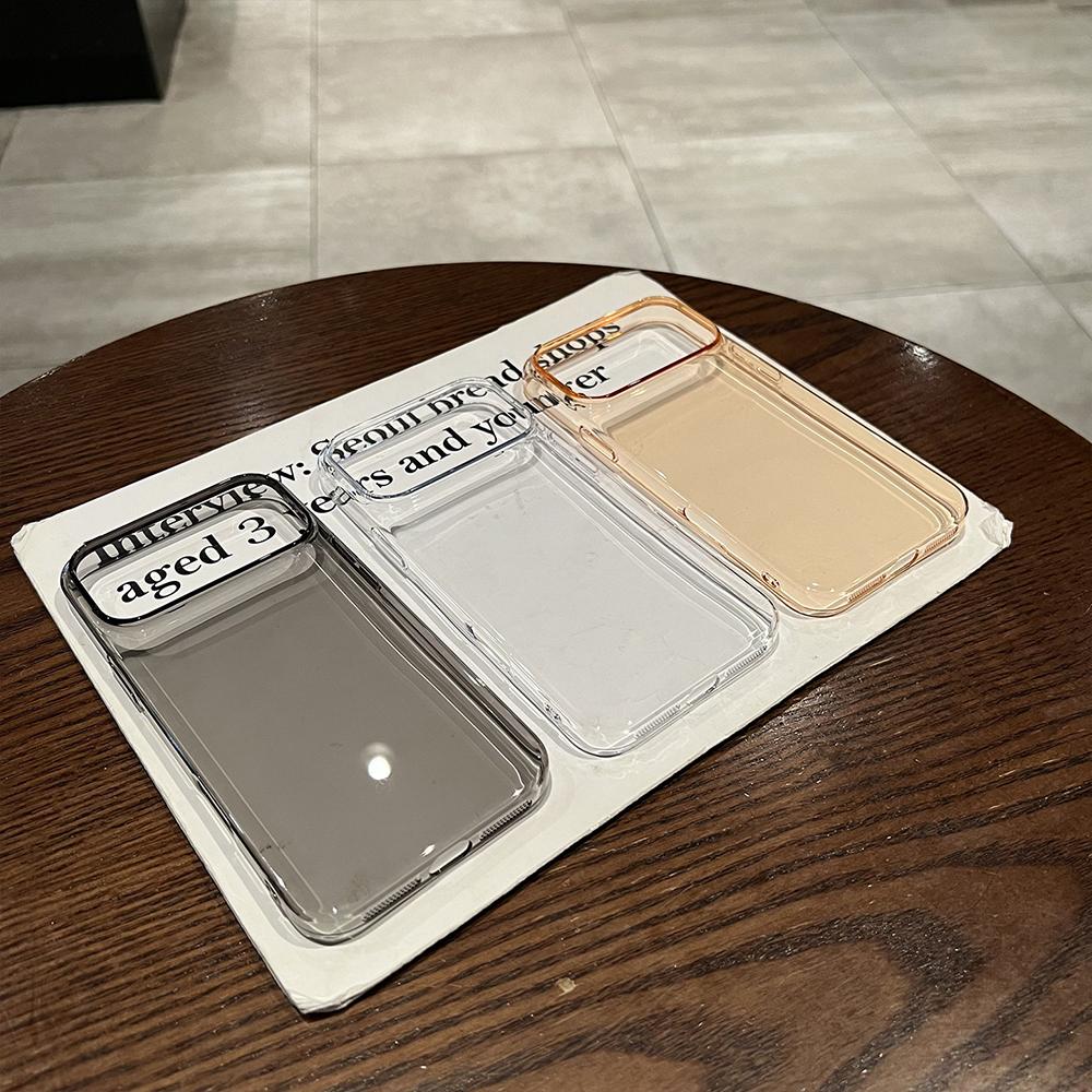 Ultra Thin Transparent Orange Phone Case For iPhone 17 Pro Max 17 Air 16 15 14 13 12 Acrylic PC Slim Plating Hard Cover