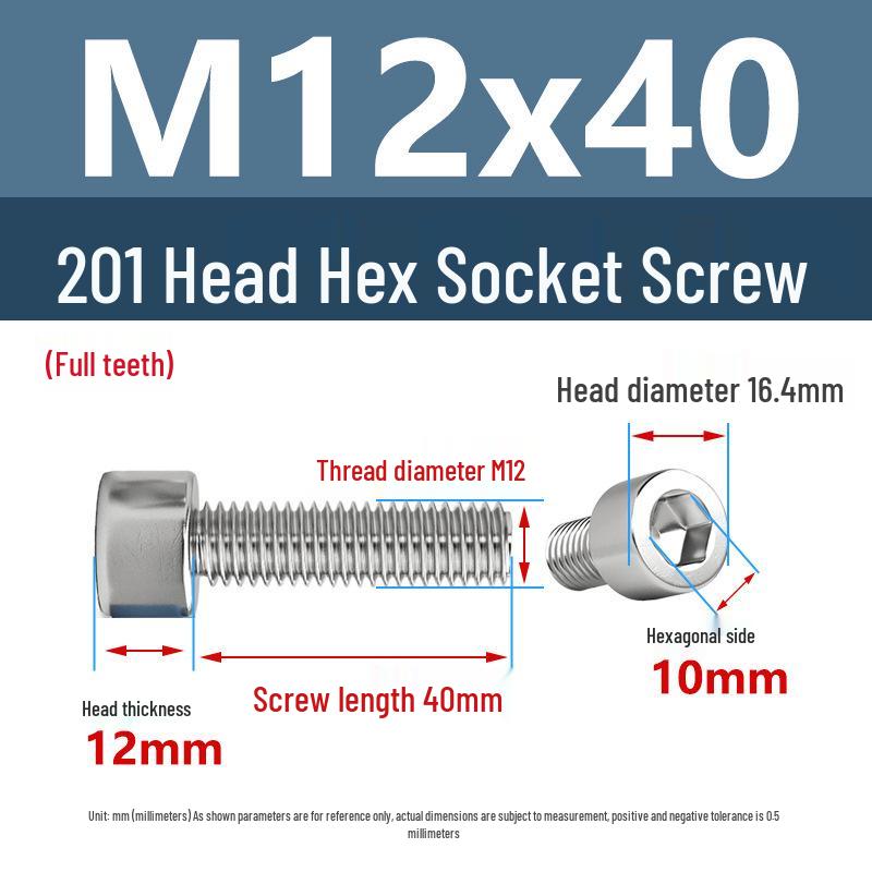 Yigu 201 Stainless Steel Cup Head Hexagon Screws and Bolts - M3, M4, M5, M6