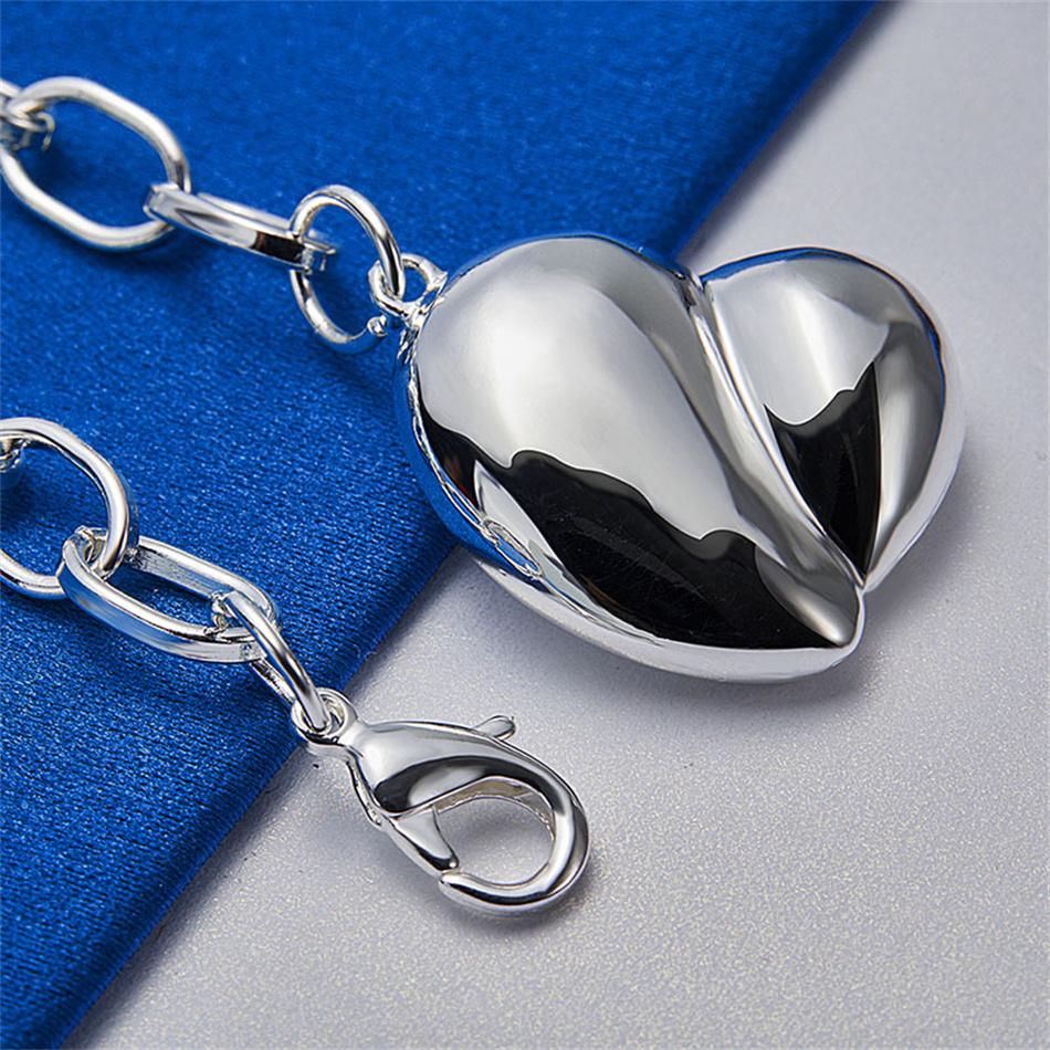 New 925 Sterling Silver 8 Inches Elegant Heart Bracelet For Woman Couple Fashion Wedding Engagement Jewelry Gift