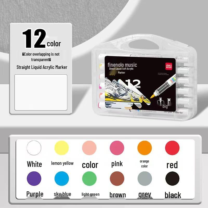 Deli Opaque Liquid Ink Acrylic Marker Pen - Stackable, Soft Tip for Students and Kids, Ideal for Art Projects