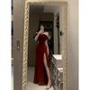 Festival Robe, Evening Dress, High-end Celebrity Temperament, Banquet Toast Dress, One-word Shoulder Dress, Women