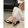 Fashion Summer New Style Popular Women Slipper Fashion Narrow Band Ladies Slip On Flip On Shoes Low Wedge Heel Outdoor Dress Slides