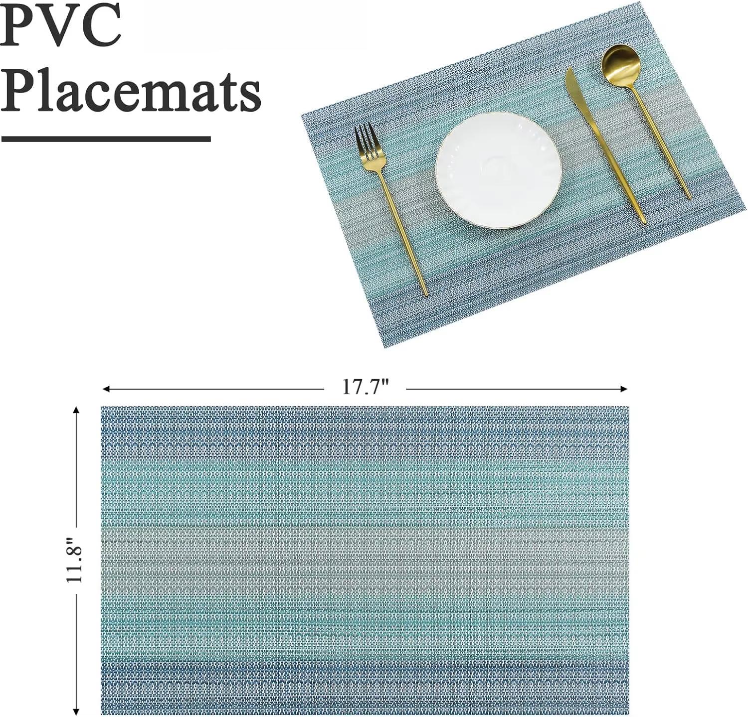 

4pcs/set PVC Placemats Heat Insulation Dining Table Mat Waterproof Oil Proof Placemat Table Kitchen Home Party Hotel Accessories 4pcs