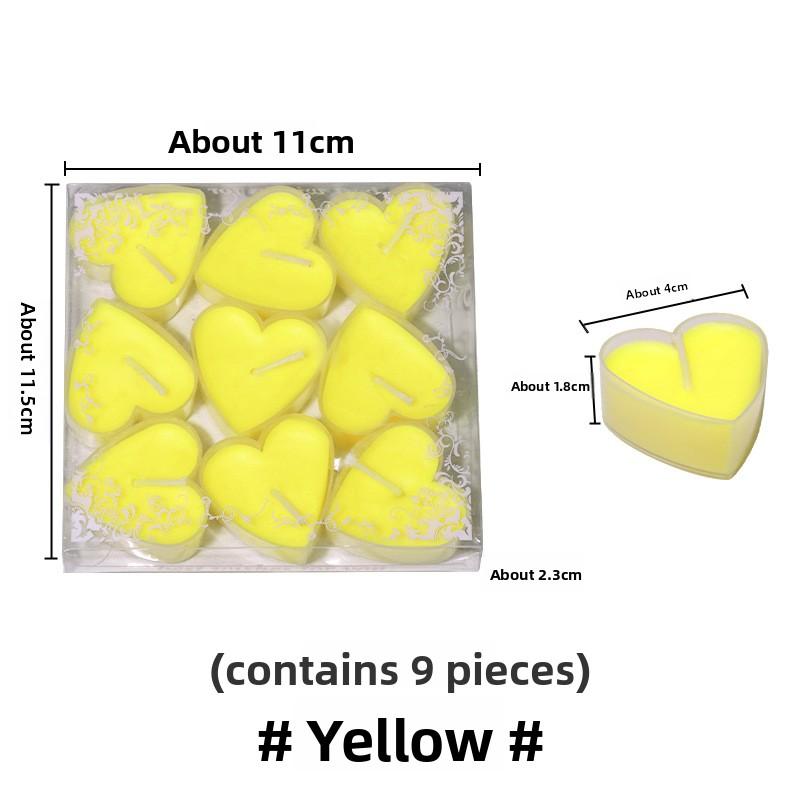 Романтическая диаграмма предложения на День святого Валентина в коробке, Белый чайный воск, Изысканная композиция из свечей в форме сердца, Свеча в форме сердца с надписью 1pc жёлтый