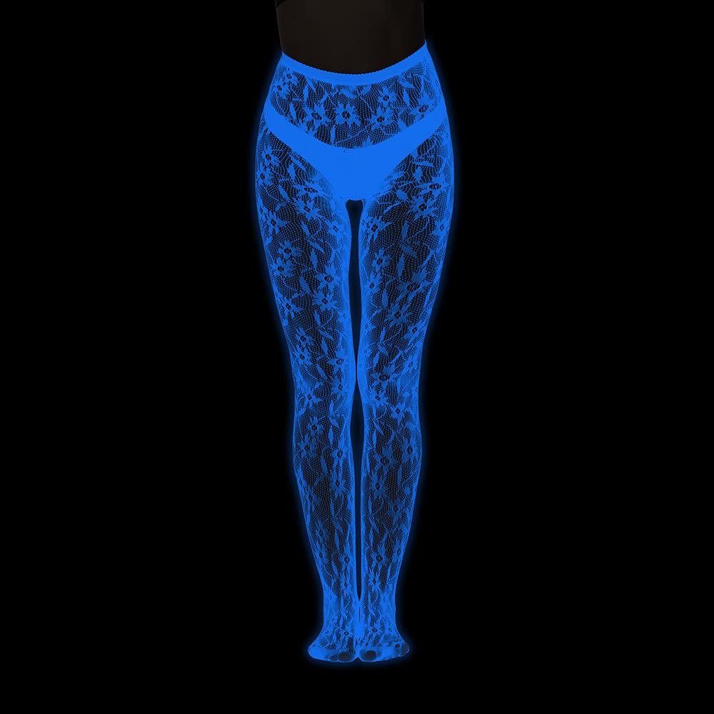 Night luminous leggings blue light pantyhose lace hollow luminous fishnet socks fluorescent sexy jacquard socks