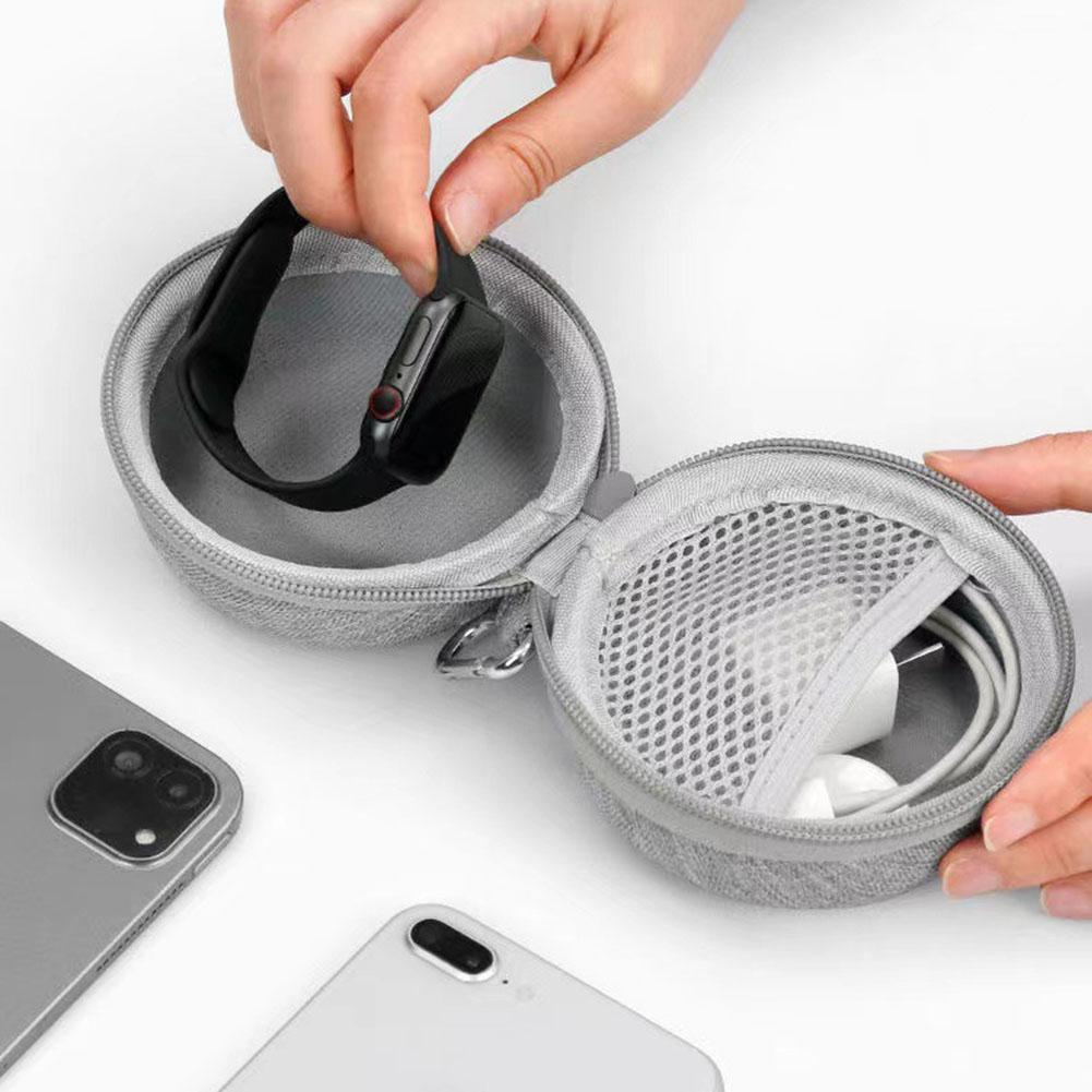 EVA Hard Shell Zippered Single Watch Travel Case Portable Storage Organizer Shock-Resistant Waterproof Smartwatch Container Box