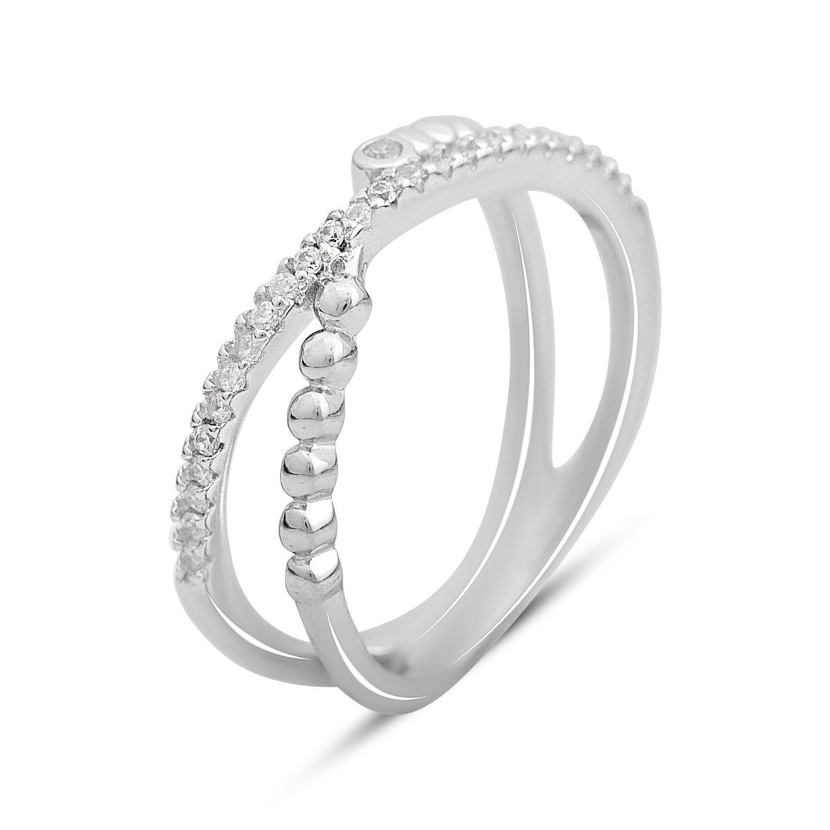

Серебряное кольцо с фианитами, вес изделия 2,65 гр (2162933) 17 білий