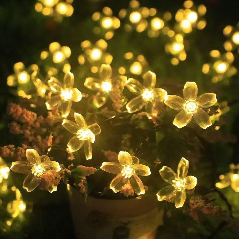 Cherry Blossom Solar LED String Lights: Colorful Outdoor Decor for Courtyards, Campgrounds, Weddings, Birthdays & More