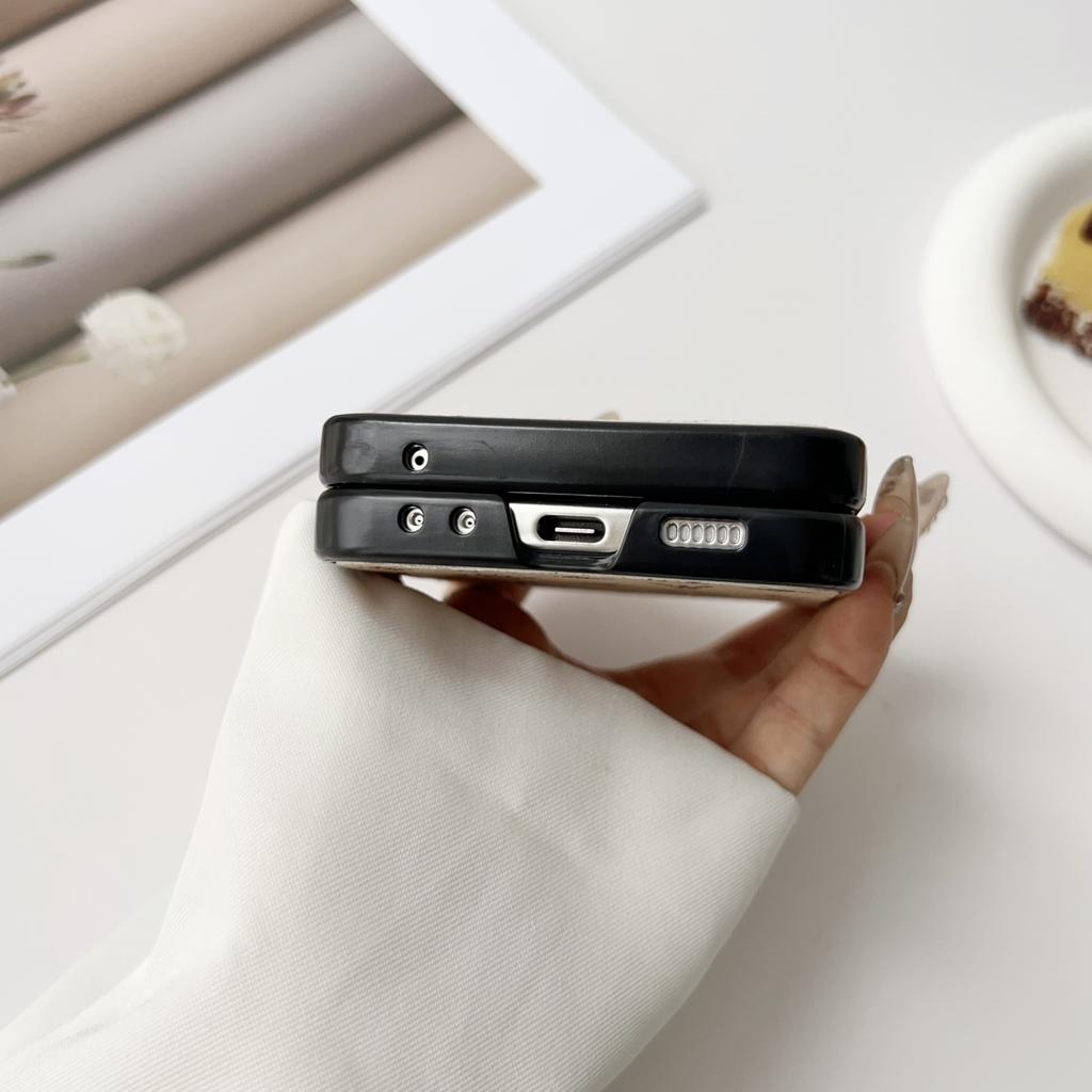 Lyxigt mönstrat läderfodral för Samsung Galaxy Z Flip 7 6 3 4 5 Flip7 Set med delar PC-skyddsskal för gångjärn