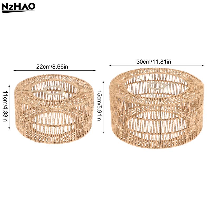 Paper Rope Lampshade Chandelier Shade Bulb Guard Woven Pendant Lampshade For Restaurant Teahouse Living Room