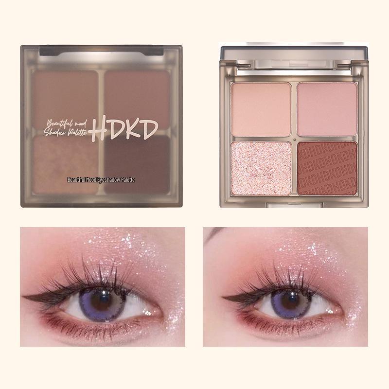 HDKD Four-Color Eyeshadow Palette: Pearlescent Matte, Trendy for Beginners.