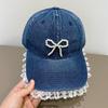 Chic Lace & Bow Denim Baseball Cap for Women - Lightweight, Adjustable Fit, Sun Protection - Perfect for All Seasons, Butterfly Knot, Duckbill Cap