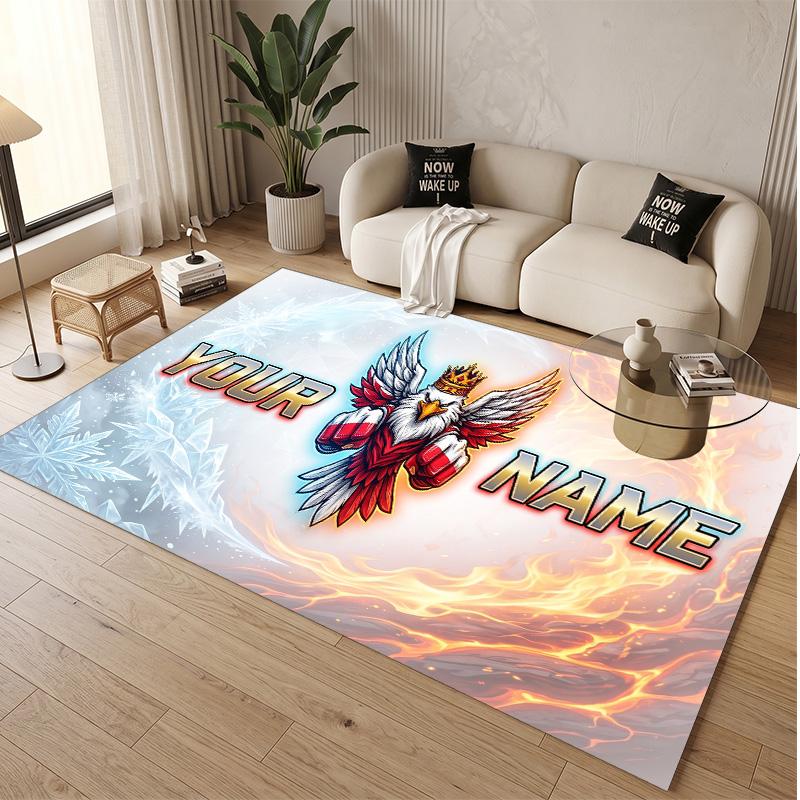 Personalized Crystal Velvet Carpet Poland Football Pattern Non Slip Floor Rug