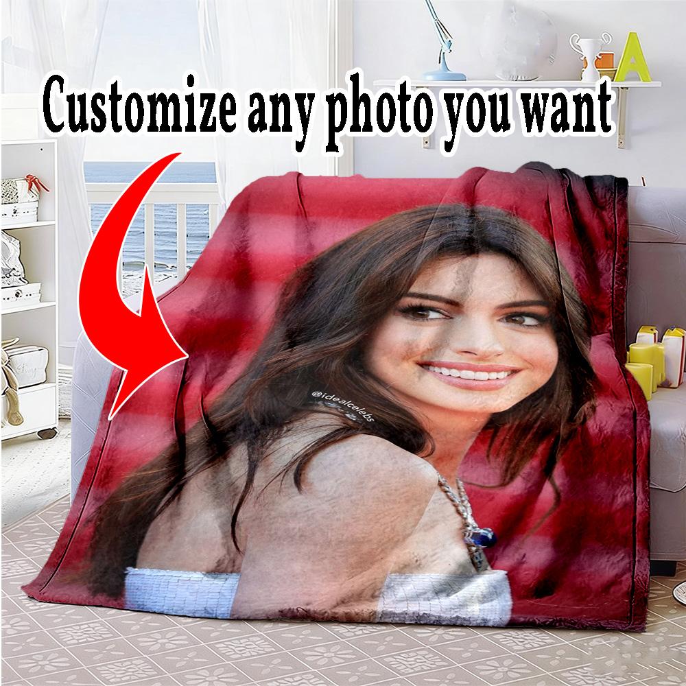 Customize Photos Personalized Picture Blanket Lightweight Personalized Blanket Warmthful Decor for Picnics Bed Bedding Office Chair for All Occasions