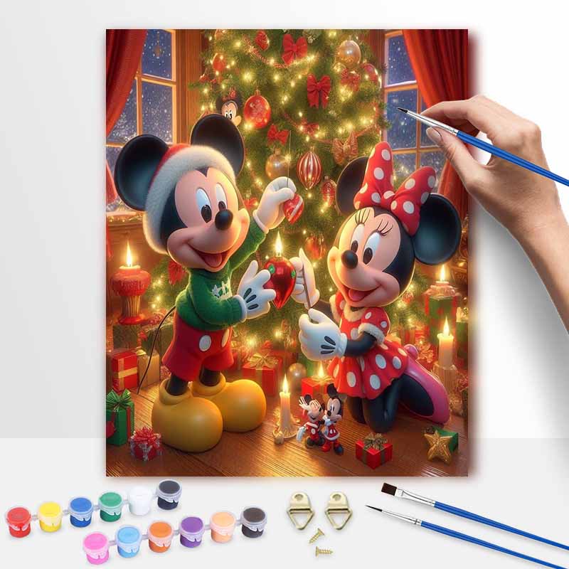 Disney Mickey Minnie Christmas oil painting art painting kit handmade diy gift home decoration wall decor holiday festive art supplies