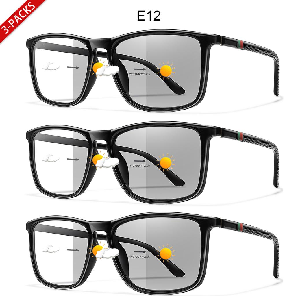 1/3 Pairs Anti Blue Light Photochromic Reading Glasses Classic Rectangular Eyeglasses for Business Professionals