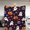 Cute Ghost Pumpkin Halloween Flannel Throw Blanket Cartoon Ghost Spider Web Pumpkin Kids Sofa Blanket
