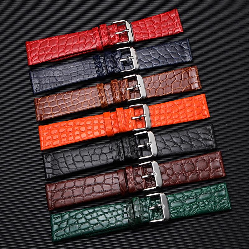Handmade American Alligator Strap, 19 20 21 22MM Black Soft Genuine Leather Watchband Vintage Men's Bracelet Premium Leather