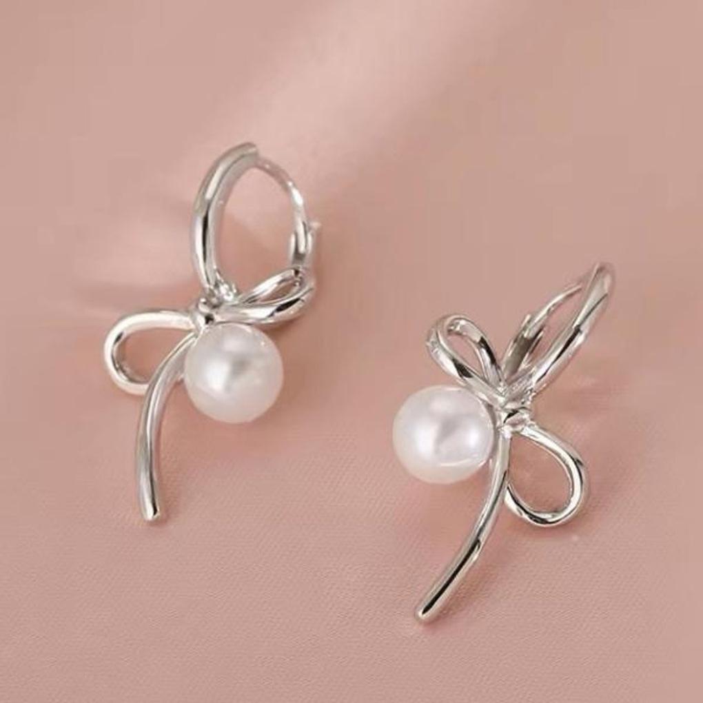Women's Daily Junior Pearl Ribbon Ring Earrings