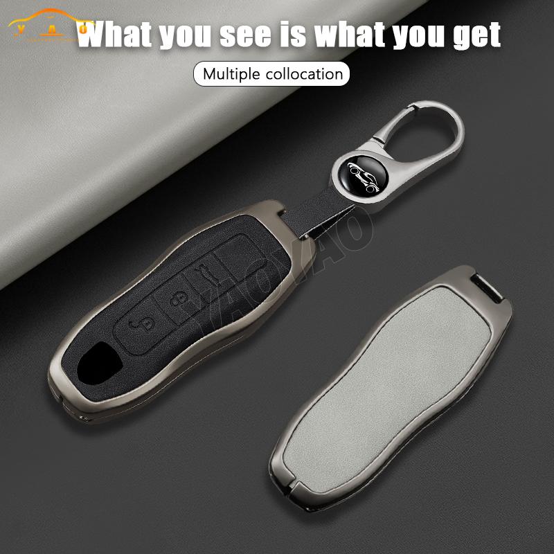 Custodia Portachiavi Auto in Pelle e Lega di Zinco 2025 Per Porsche Panamera Spyder Carrera Macan Boxster Cayman Cayenne 911 970 981