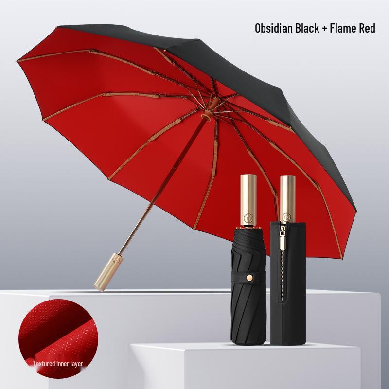 Automatic 10-Rib Folding Umbrella for Sun and Rain - Men s Dual-Use with Custom Print Option 10-Rib / 16-Rib