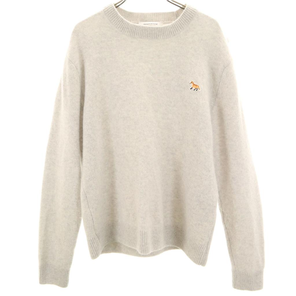 MAISON KITSUNE Moroccan Wool Blend Long Sleeve Sweater L White Men's Used