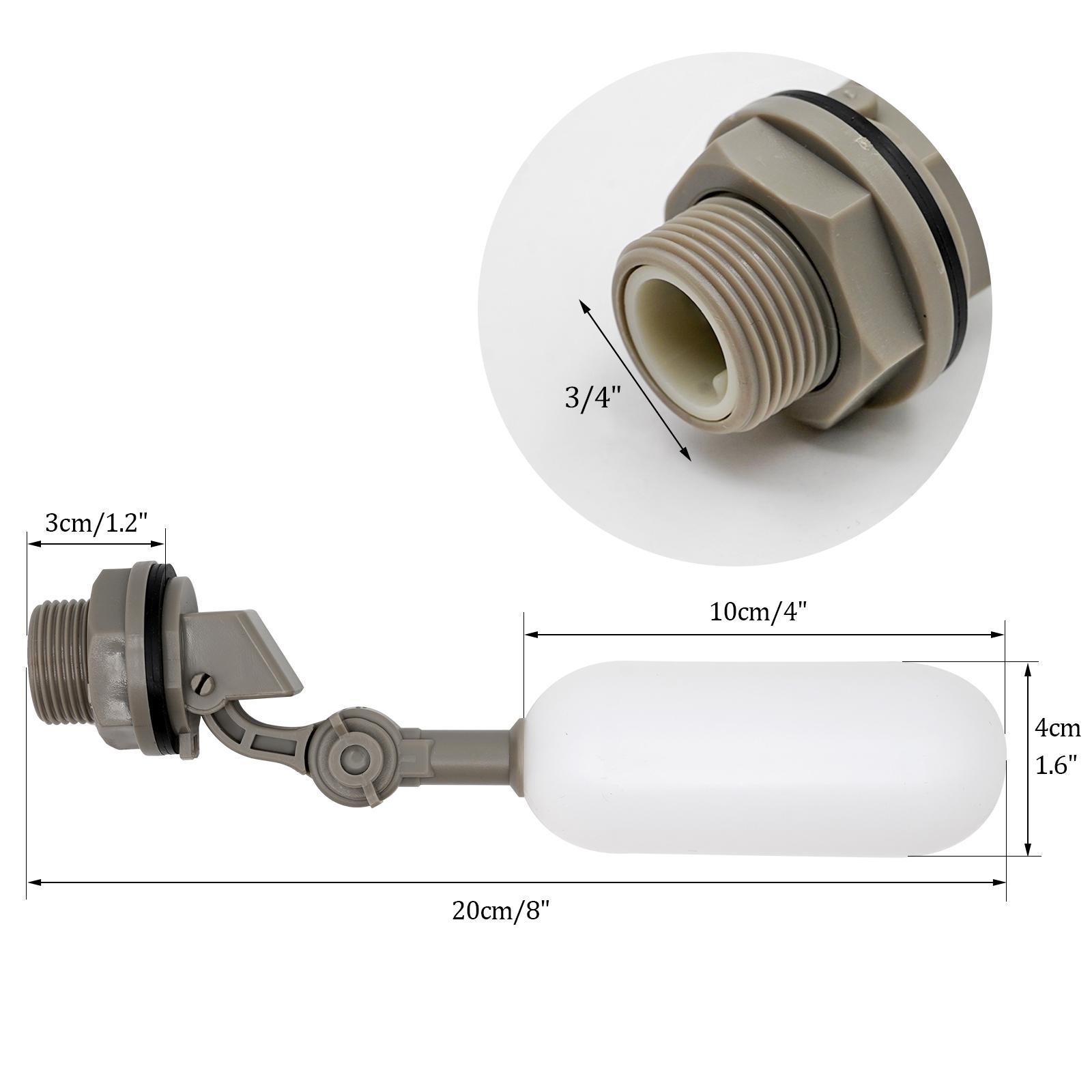 DN15 DN20 Adjustable 1/2  3/4  Floating Auto Fill Valve Automatic Fill Tank Water Level Control Plastic Float Ball Valve