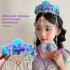 Round Tiaras Hairpin Mermaid Princess Headband Pearl Jewelry Tassel Crown Children