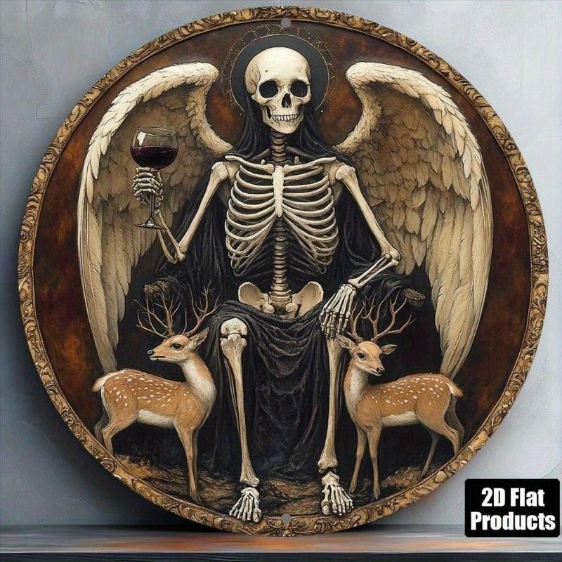 Retro Metal Tin Sign Art Circle 20x20cm Wall Decor for Living Room Bedroom