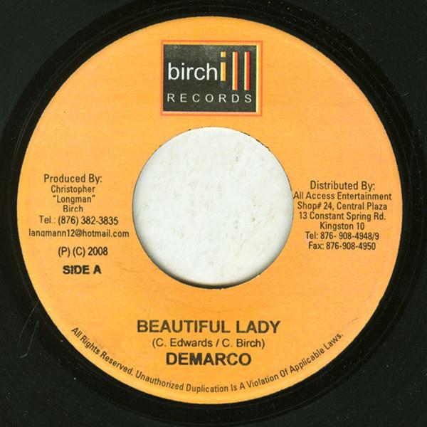 

7-дюймовая пластинка DEMARCO - Beautiful Lady NONE Birchill Record 2008 Ямайка Регги, Ска и Даб Б/У