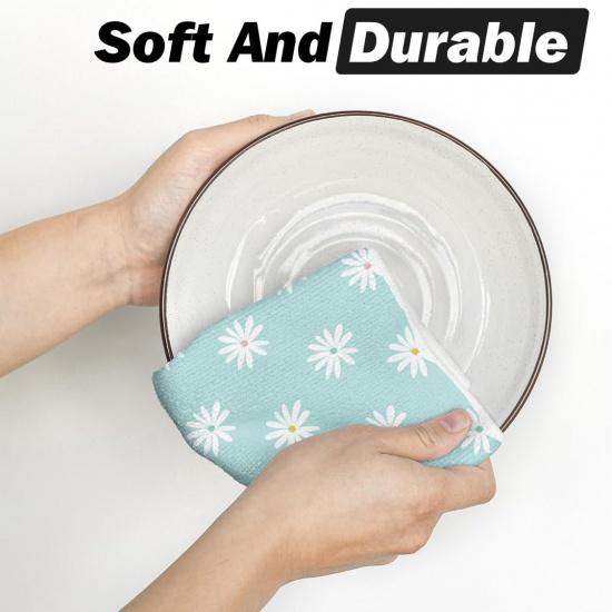 Artoid Mode Blue Home Sweet Home Flowers Kitchen Towels Dish Towels, 18x26 Inch Summer Decoration Hand Towels Set of 2
