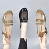 Mesh soft leather single shoes 2025 new hollow low-heeled women's shoes summer flat-soled soft-soled loafers mesh small leather shoes