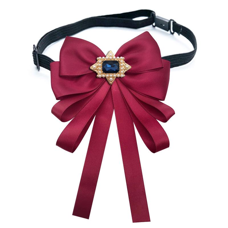 Spilla Fibbia Fiocco di Perle Tessuto Retrò Cravatta di Nastro Coreana Cravatta di Cristallo Accessori di Moda per Abbigliamento Donna