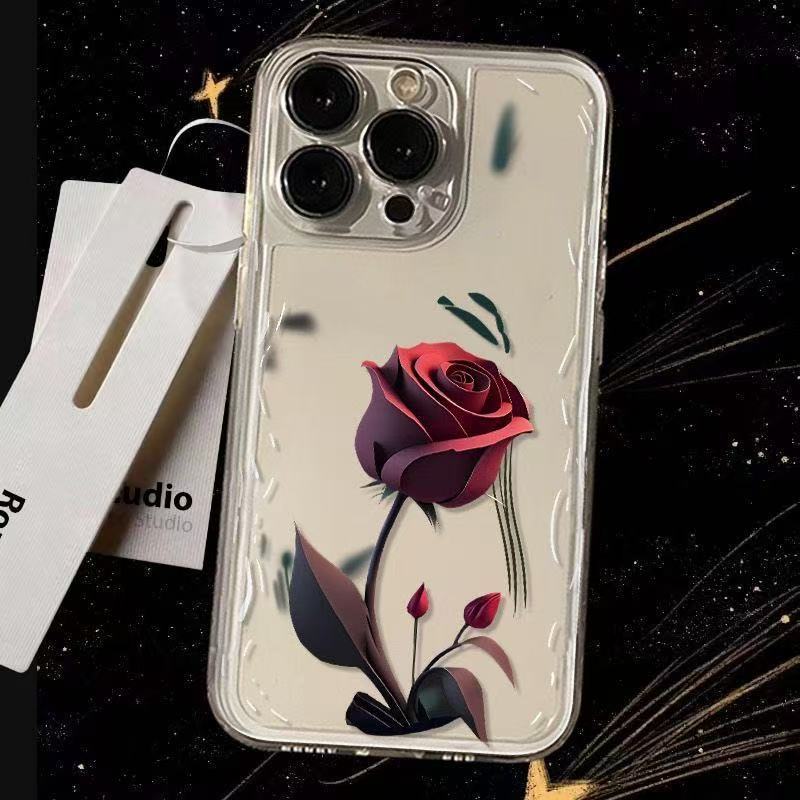 Curve rose for iphone17promax mobile phone case apple 16/14 pro Japan and Korea 13/12/15 women