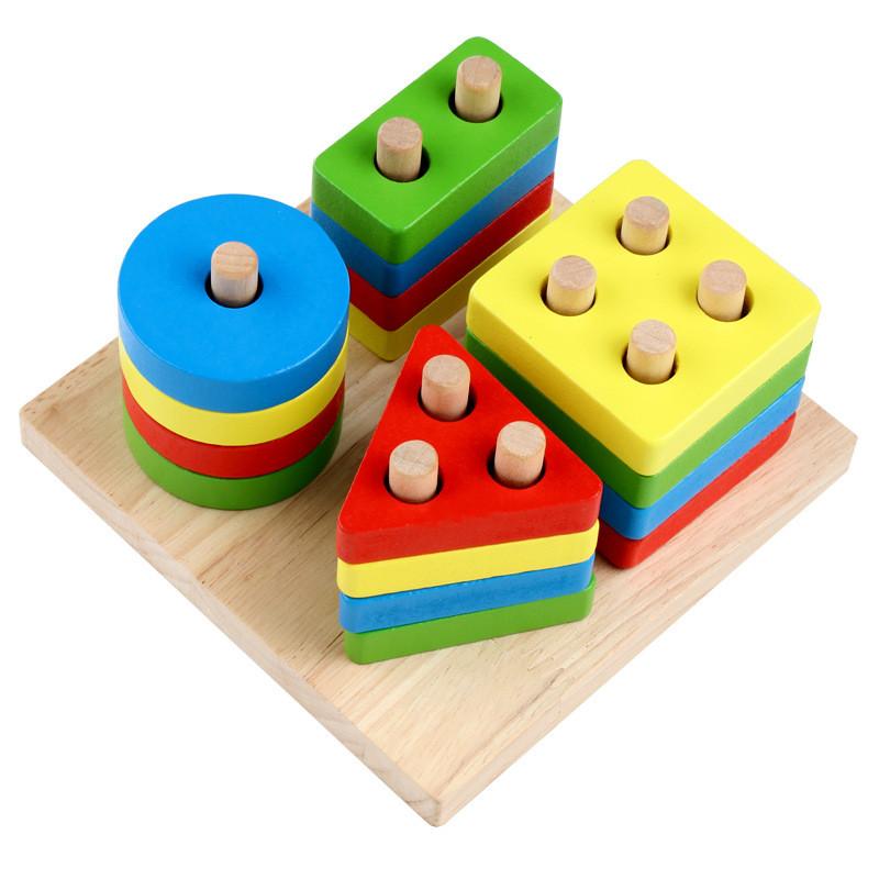 

Blocks Wooden Geometry Set For Kids With Paint And Learning Features Puzzle