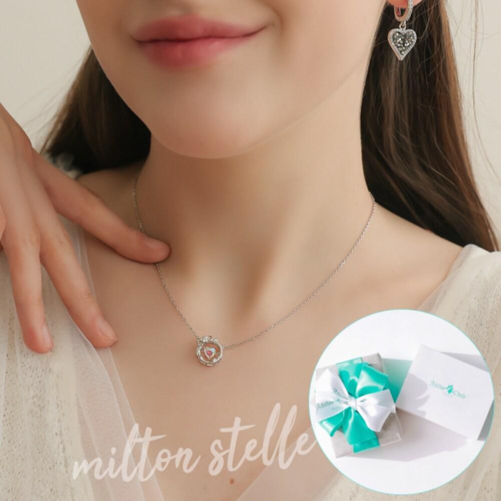[92.5 Silver] Marvel Dancing Stone Trudy 92.5 Silver Necklace++