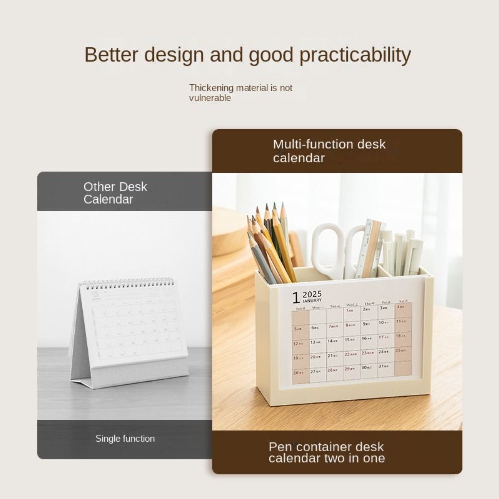 Multi-Function Desk Calendar Organizers Creative Pencil Storage Box School/Office