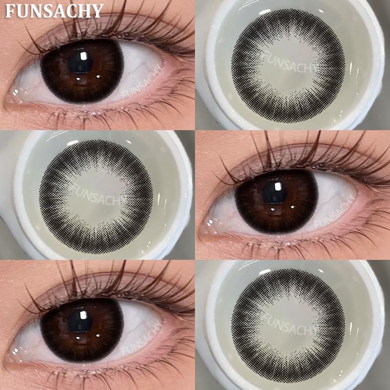 FUNSACHY 2PCS Contact Lenses Fashion Korean Brown Lenses for Eyes Grey Colored Contacts Cosmetics Blue Beauty Pupil Yearly Use