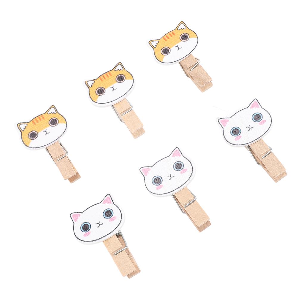 100PCS Cat Clothes Pins Cute Cartoon Beech Wood Multifunctional Laundry Clothes Pins